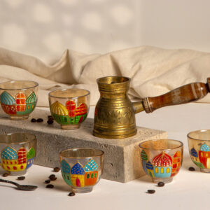 Colored Arabic Hand-Painted Mosque Coffee Cups