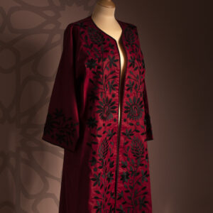 Embroidered Florals Red and Black Abaya