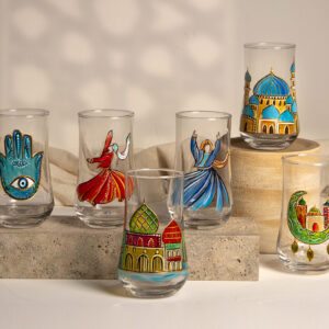 Hand-Painted Ramadan Glass Water and Juice Cups (Set of 6)