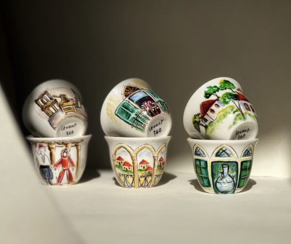 Lebanese Heritage Hand-Painted Coffee Cups