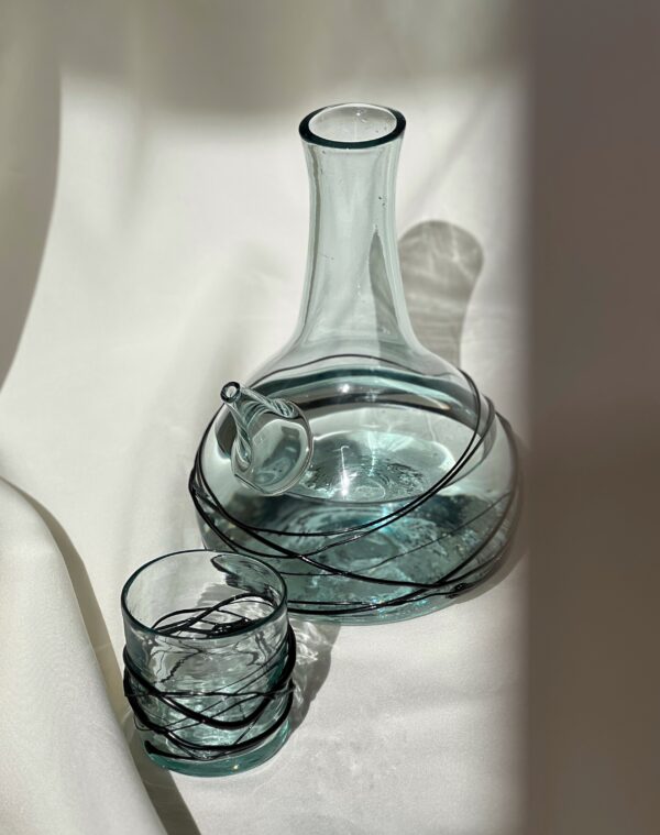 Modern Lebanese Glass Jug with Spiderweb Design